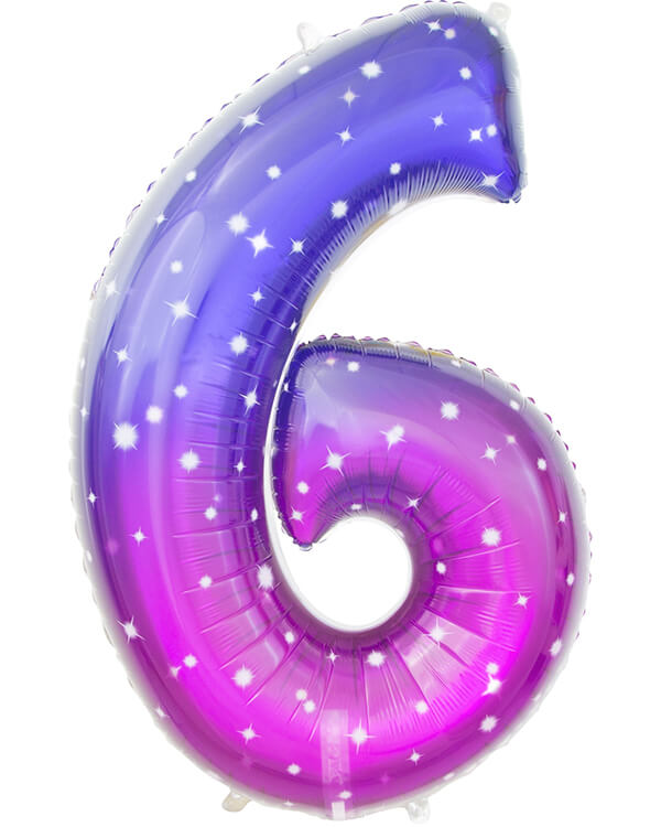 131026_Шар_(34_86_см)_Цифра_6_Сияющий_космос_Сиреневый_Градиент_1_шт_в_упак blank
