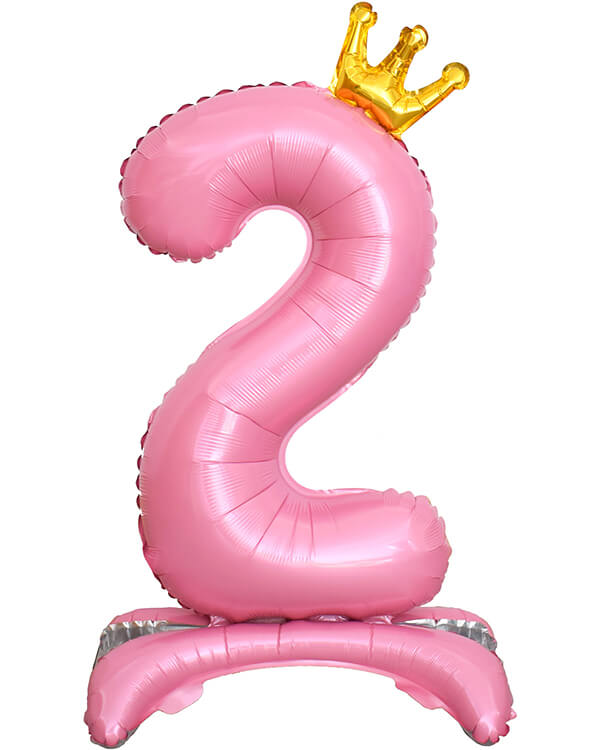 131252_Шар_(32_81_см)_Цифра_2_Золотая_корона_на_подставке_Розовый_1_шт_в_упак blank