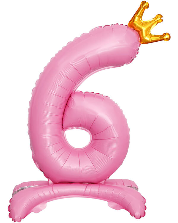 131256_Шар_(32_81_см)_Цифра_6_Золотая_корона_на_подставке_Розовый_1_шт_в_упак blank