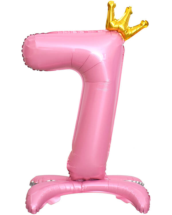 131257_Шар_(32_81_см)_Цифра_7_Золотая_корона_на_подставке_Розовый_1_шт_в_упак blank