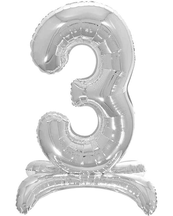 134013_Шар_(32_81_см)_Цифра_3_на_подставке_Серебро_1_шт_в_упак blank