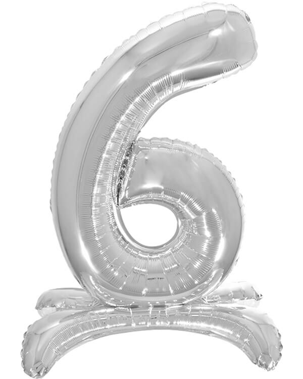 134016_Шар_(32_81_см)_Цифра_6_на_подставке_Серебро_1_шт_в_упак blank