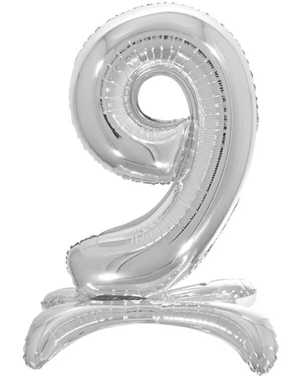 134019_Шар_(32_81_см)_Цифра_9_на_подставке_Серебро_1_шт_в_упак blank