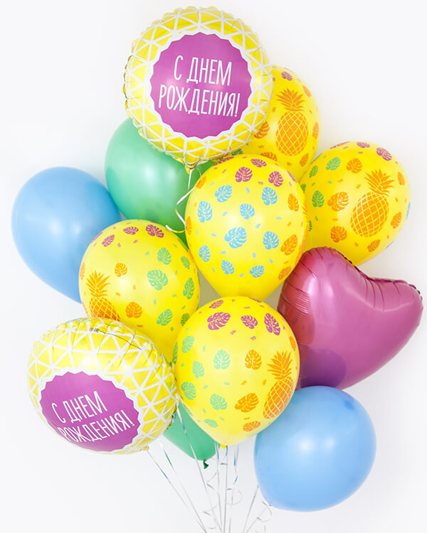 156194_Шар_(12_30_см)_Тропические_растения_Желтый_(020)_пастель_5_ст_50_шт_2 blank