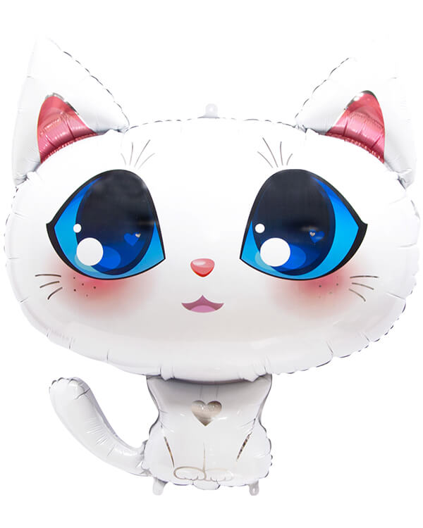 20125_Шар_(32_81_см)_Фигура_Котенок_Белый_1_шт_в_упак blank