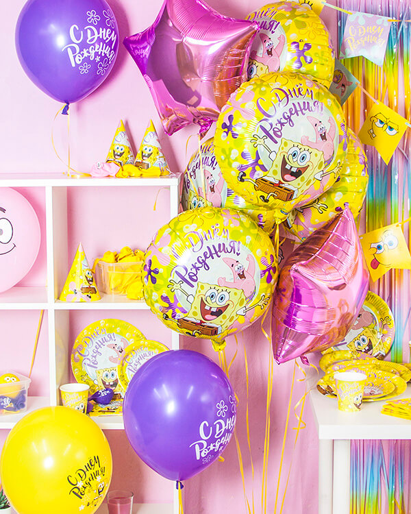 501009-25_Шар_(12_30_см)_Губка_Боб_С_Днем_Рождения!_Ассорти_пастель_2_ст_25_шт_1 blank