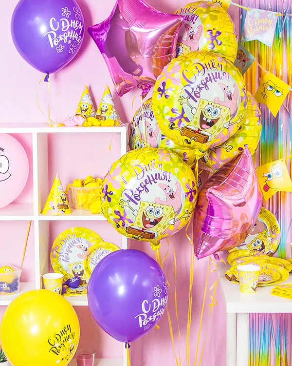 501009-25_Шар_(12_30_см)_Губка_Боб_С_Днем_Рождения!_Ассорти_пастель_2_ст_25_шт_1 blank